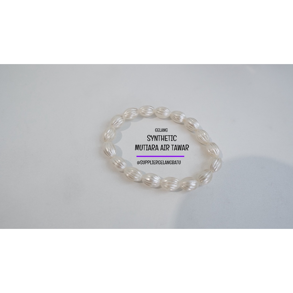 GELANG Mutiara Sintetis OVAL ULIR 10MM WHITE PEARL TULANG bingkisan