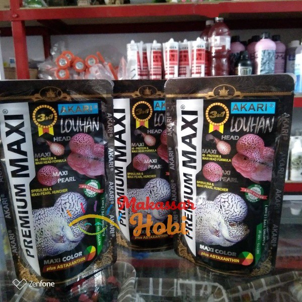 Akari Premium Maxi Louhan 100 gr gram Pakan Makanan Ikan Lohan 3 in 1