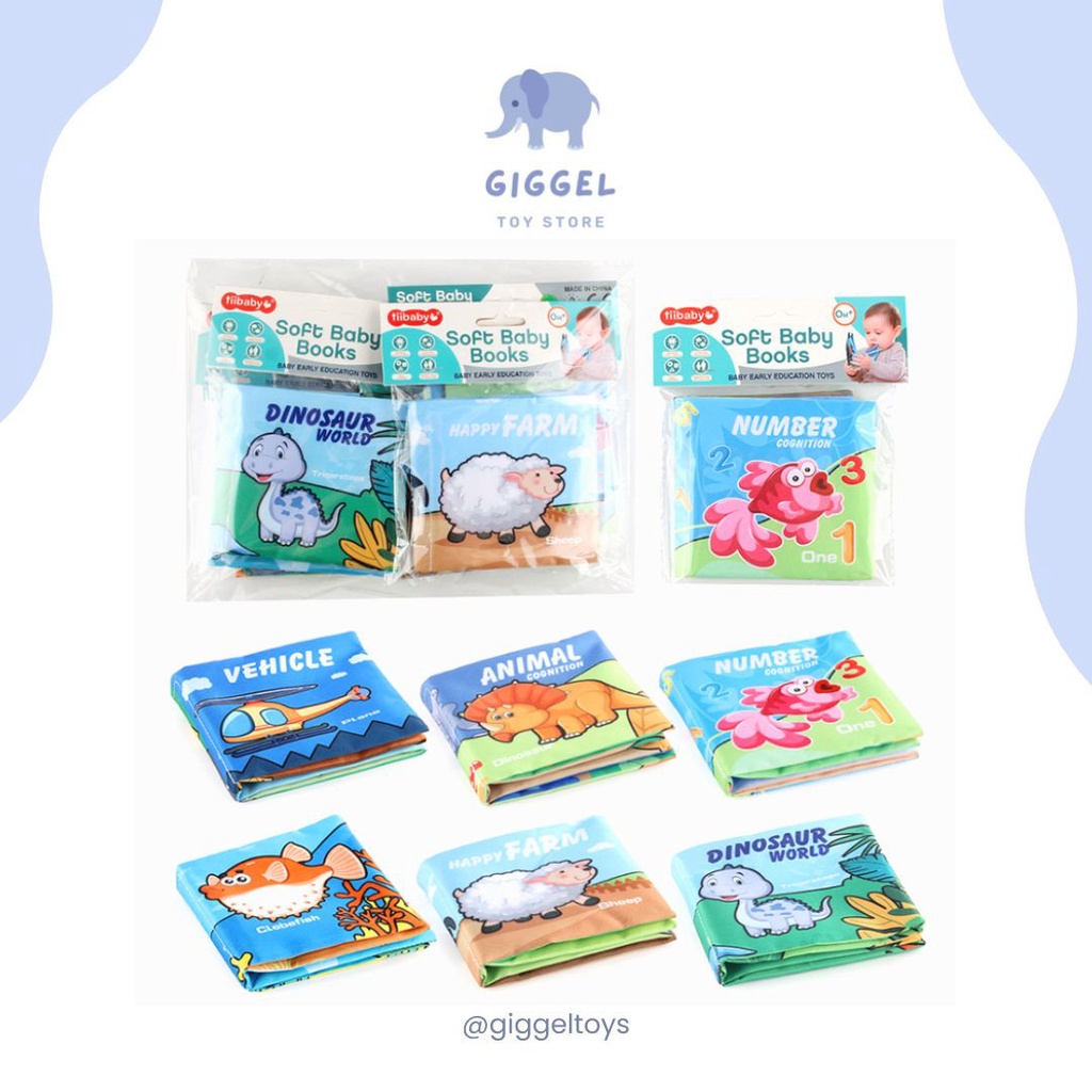 [ Giggel ] SoftBook Baby/Buku bantal bayi anak edukasi/mainan edukasi/Buku cerita bayi/Buku kain Bayi