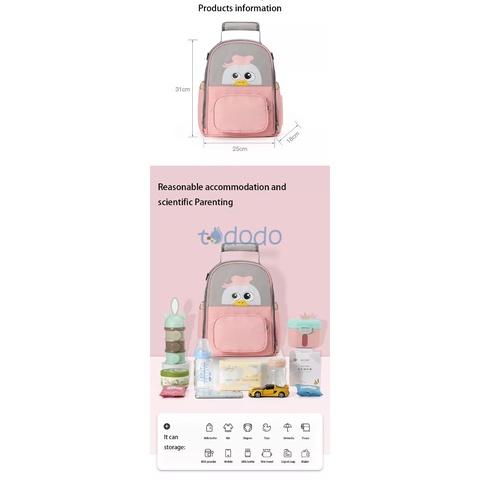 Tas Cooler Bag Simpan &amp; Membawa Asi / Lunch Box Bekal Perlengkapan Bayi / Multifungsi Diaper Bag Duck Series Waterproof / Popok Backpack Ransel Bayi Multifunction