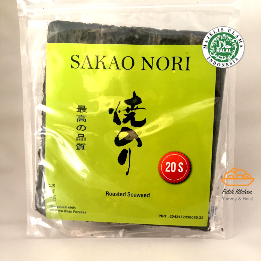 Sakao Nori Sushi Nori 20 lembar Halal MUI Seaweed Rumput Laut