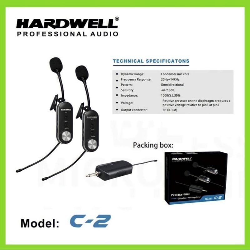 Mic Clip on Wireless Hardwell C2 dual Clip on Jepit Wireles/mic bando headset wireles hardwell H-2 H