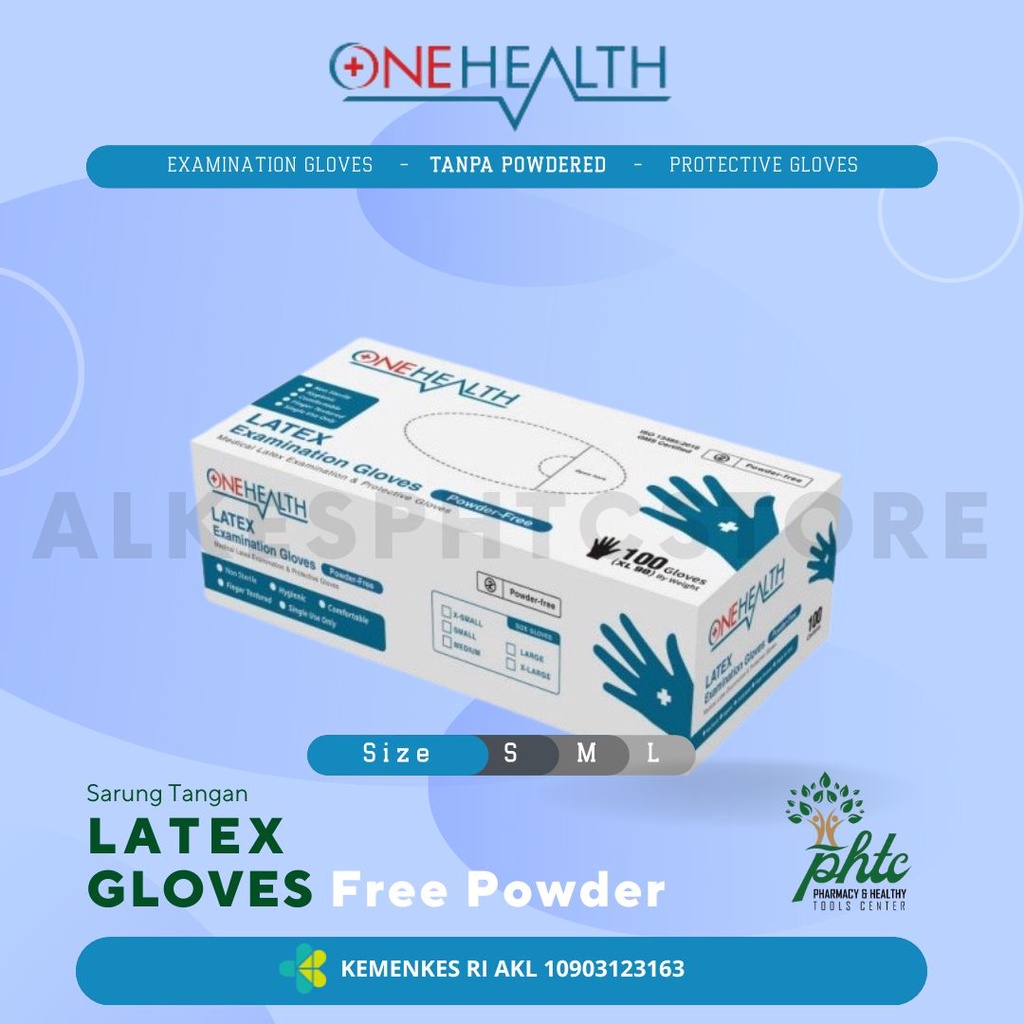 ONEHEALTH Sarung Tangan Tanpa Powder l Examination Latex Free Powder - Putih