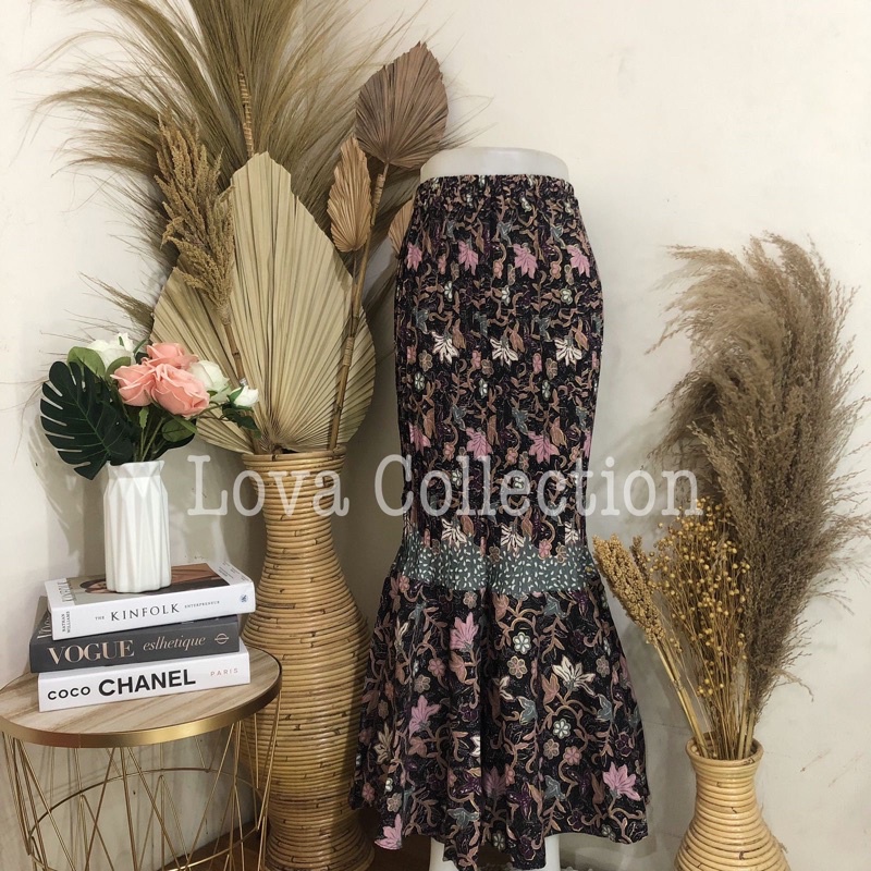 ROK BATIK DUYUNG PLISKET-Daun Lebar Ungu