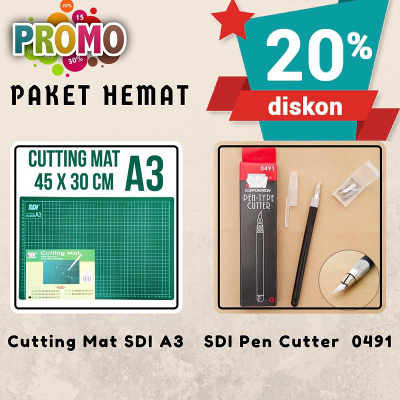 PROMO - PAKET CUTTING MAT A3 &amp; PEN CUTTER - PAKET HEMAT - TERLARIS - TERMURAH - PRODUK BEST SELLER