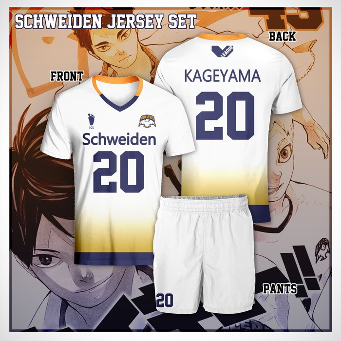 Kaos Cosplay Anime Haikyuu Jersey Volleyball Schweiden Adlers