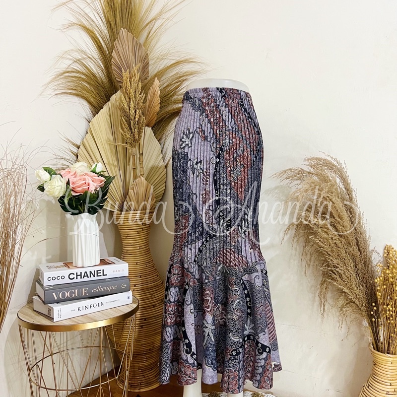 Rok Batik Plisket Duyung-Amanda Lilac