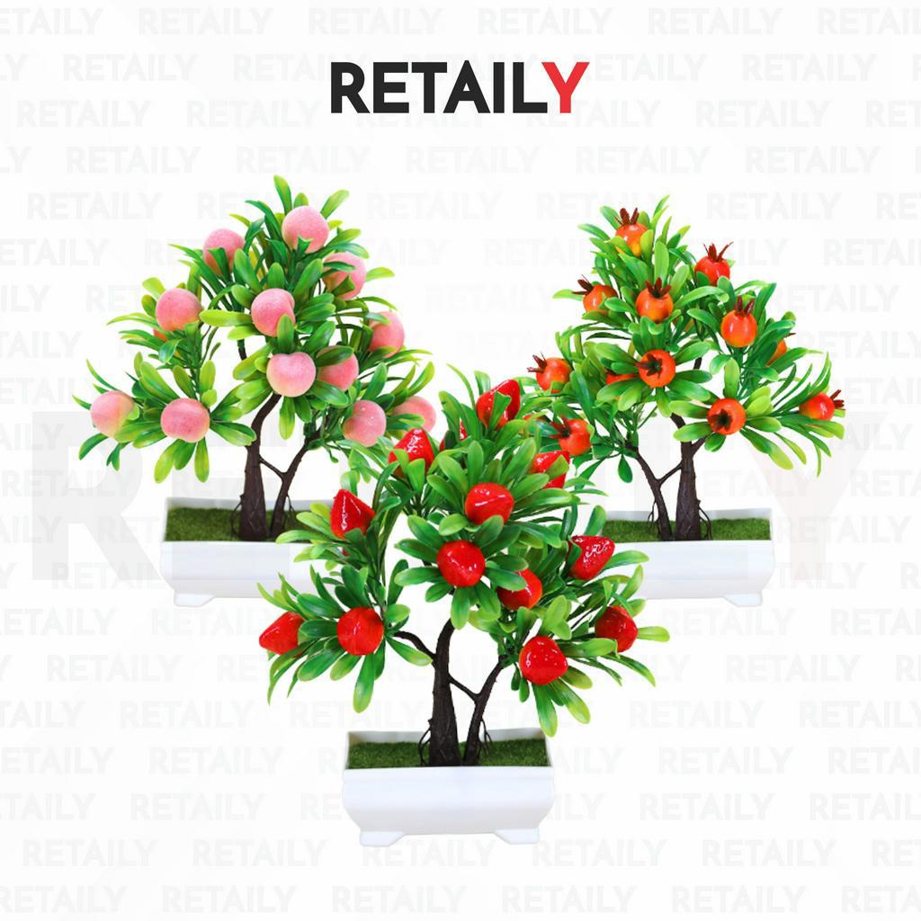 Retaily PT25 Pot Tanaman Hias Bunga Hias Plastik Ornamen Pot Bongsai Artificial Flower Decoration