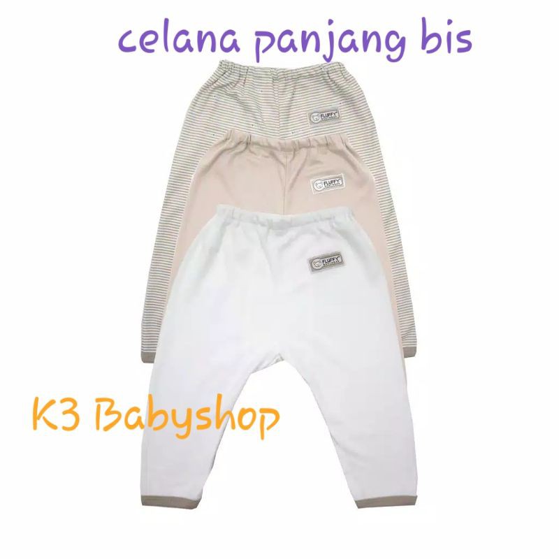 Celana Panjang Bis Rib Fluffy seri khaki coklat white putih SNI celana bayi anak piyama