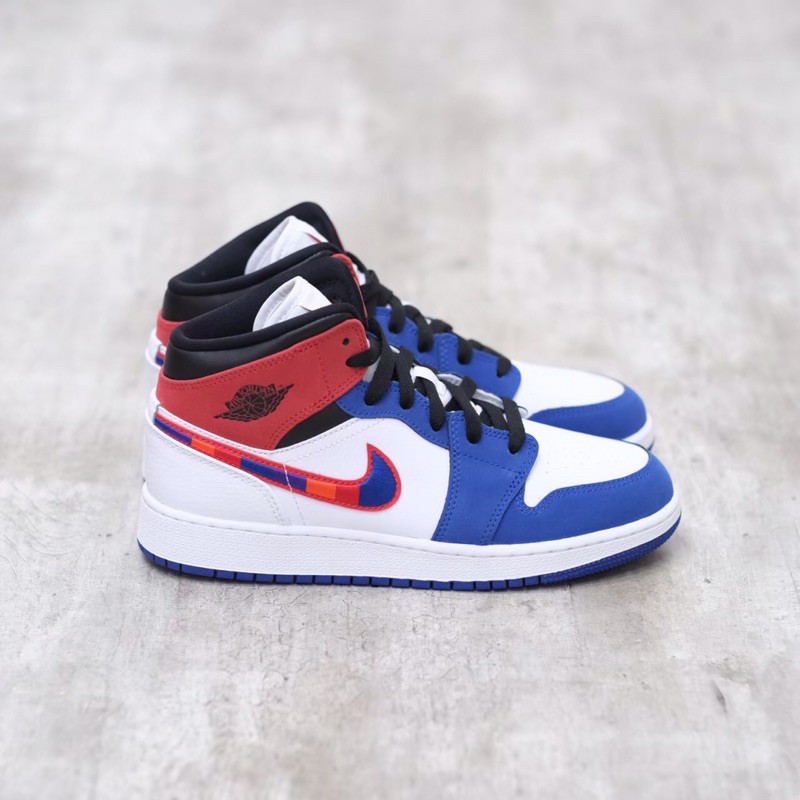air jordan 1 mid rush blue university red