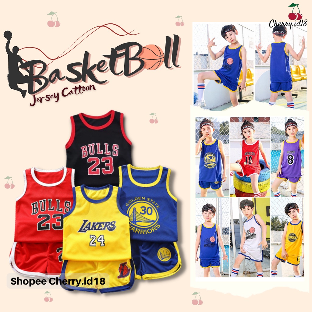 Cherry COD Baju Basket Anak Singlet / Baju Anak Laki Laki / Baju Anak Perempuan  SB02