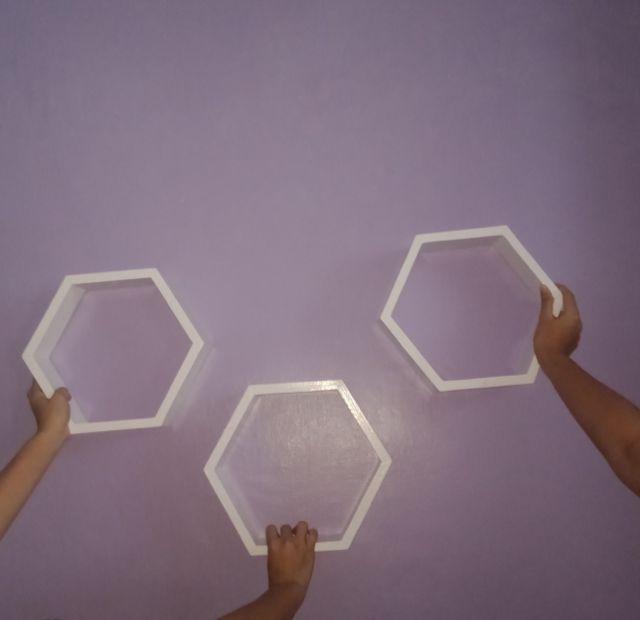 Murah Rak Sudut Hiasan Dinding Kayu Hexagonal Heksagonal Dekorasi Rumah Cafe Poster Kayu Shabbychic