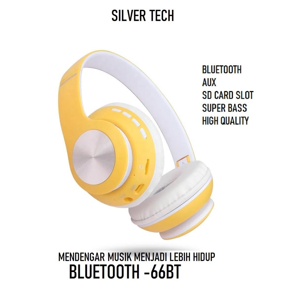 Silvertech Headphone Extra BASS  66BT Macaron Aneka Warna  - bluetooth V5  - 66BT TERMURAH