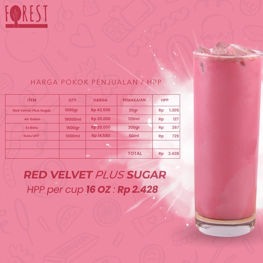 Bubuk Minuman RED VELVET Powder 1000g PLUS GULA - Forest Bubble Drink