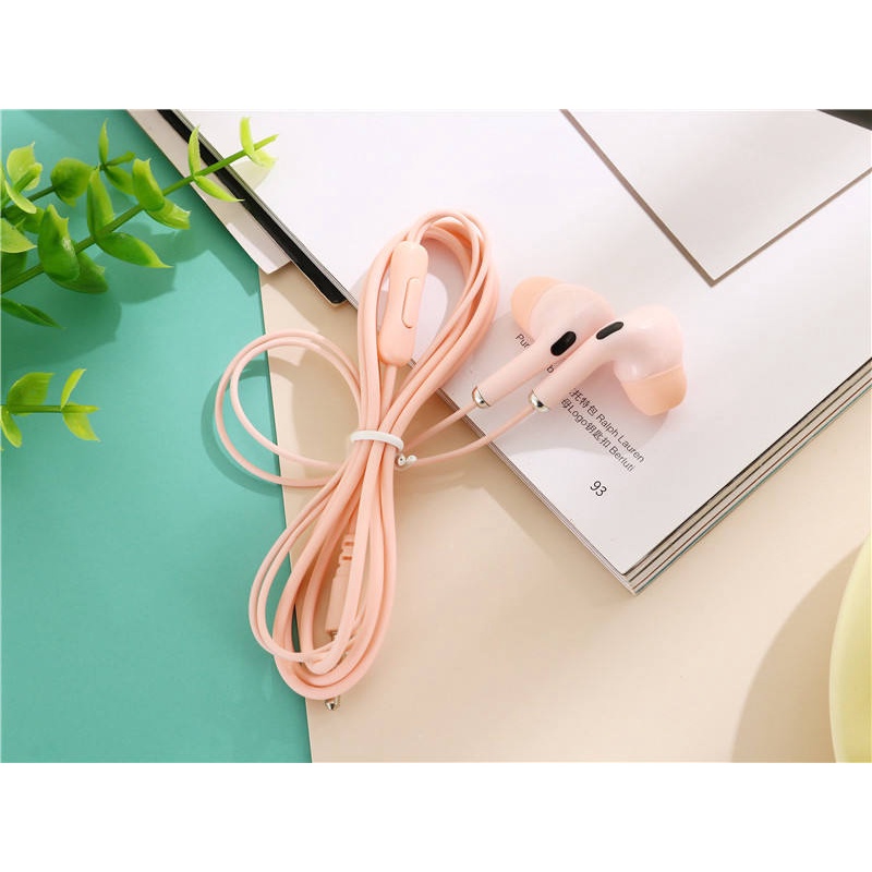 Earphone T165 premium stereo bass music telfon headset mic macaron