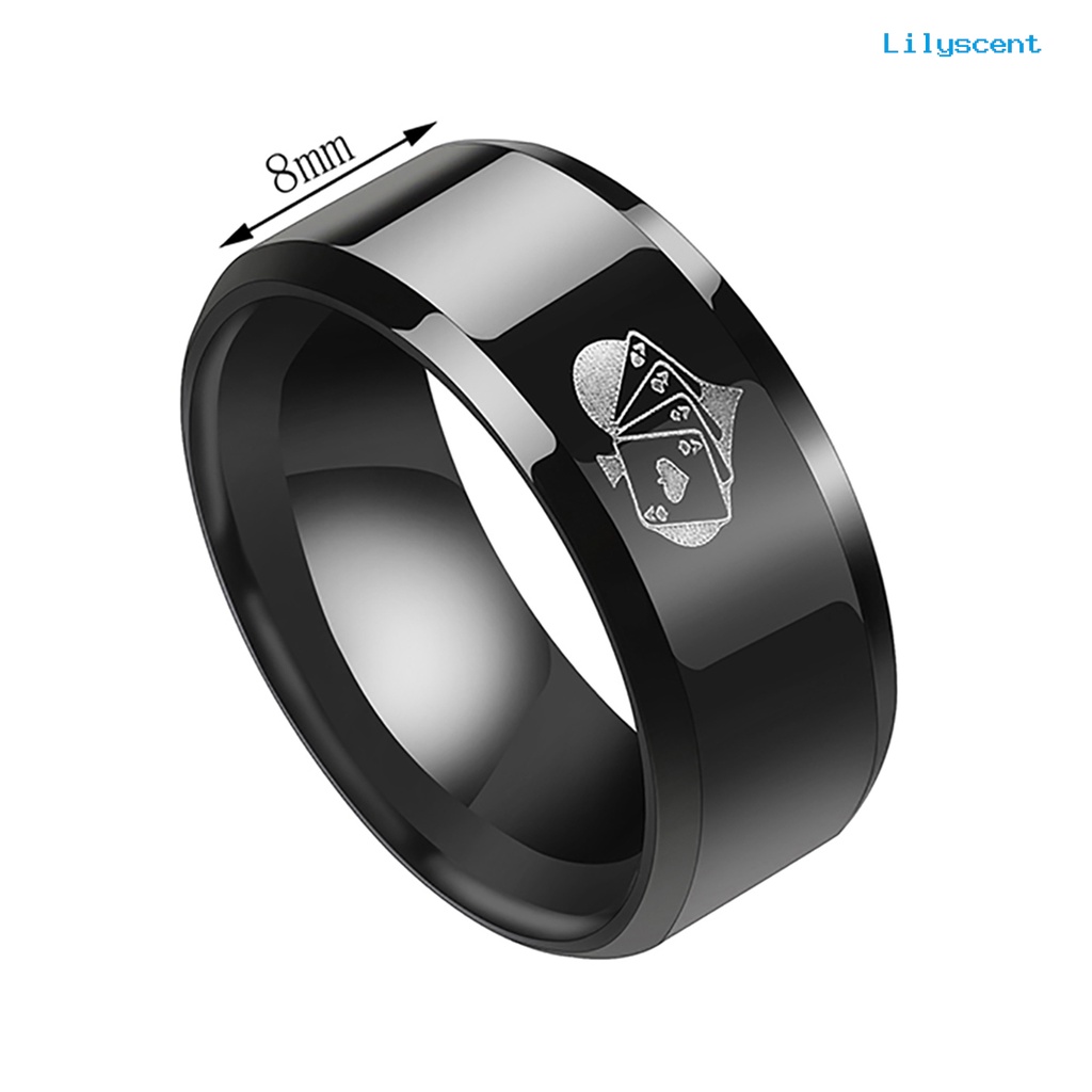 Ls Cincin Motif Kartu Remi Sekop Hati Bahan Alloy Warna Hitam Untuk Wanitaclub