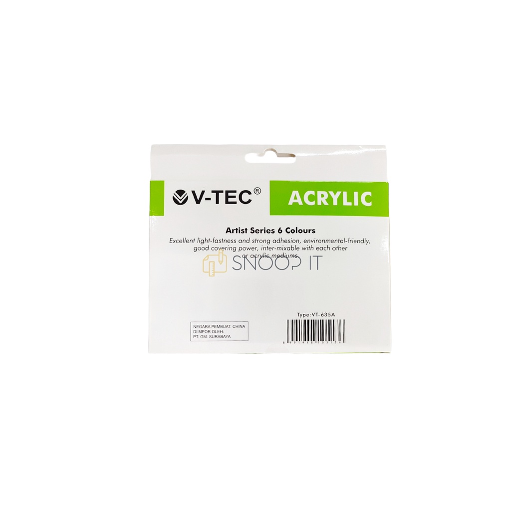 

Cat Akrilik VTEC VT-635 Acrylic Colours 6 Warna x 35 ML Set SHSNP
