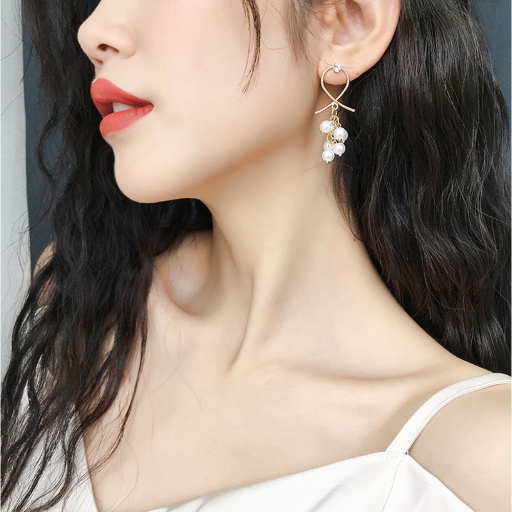 Anting Korea E308 Mutiara Tassel Wanita Pearl Korea Fashion Women Earring Giwang Aksesoris Cewe Cewek