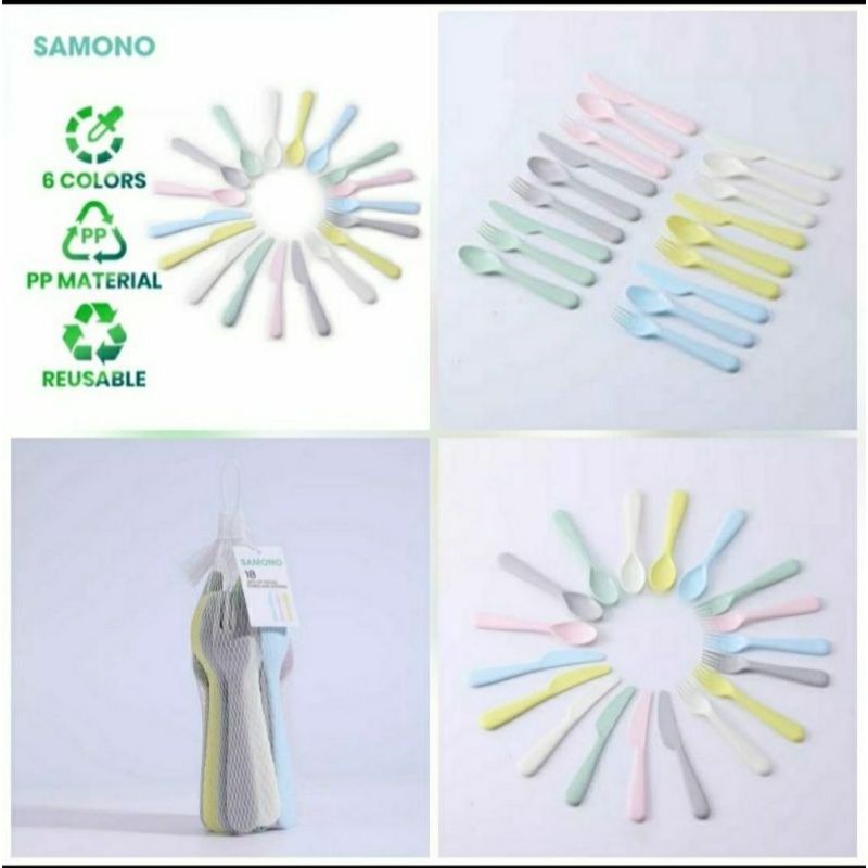 (SAMONO W04) 1 PACK ISI 18PCS SENDOK/ GARPU/ PISAU