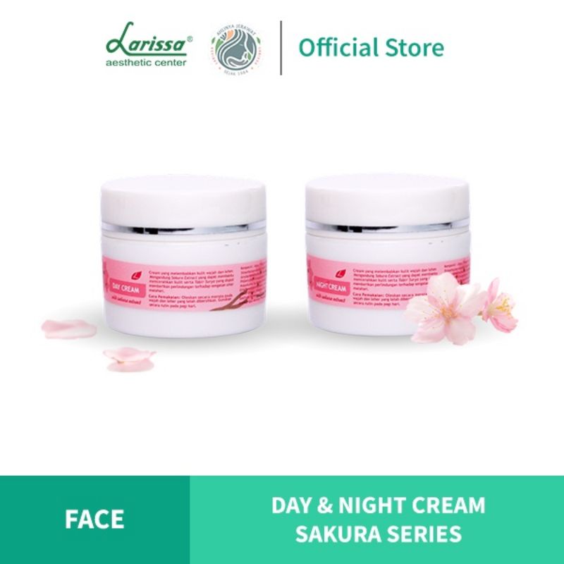 Larissa cream pagi dan malam sakura whitening/sunblock larissa/krim malam honey/krim pagi honey