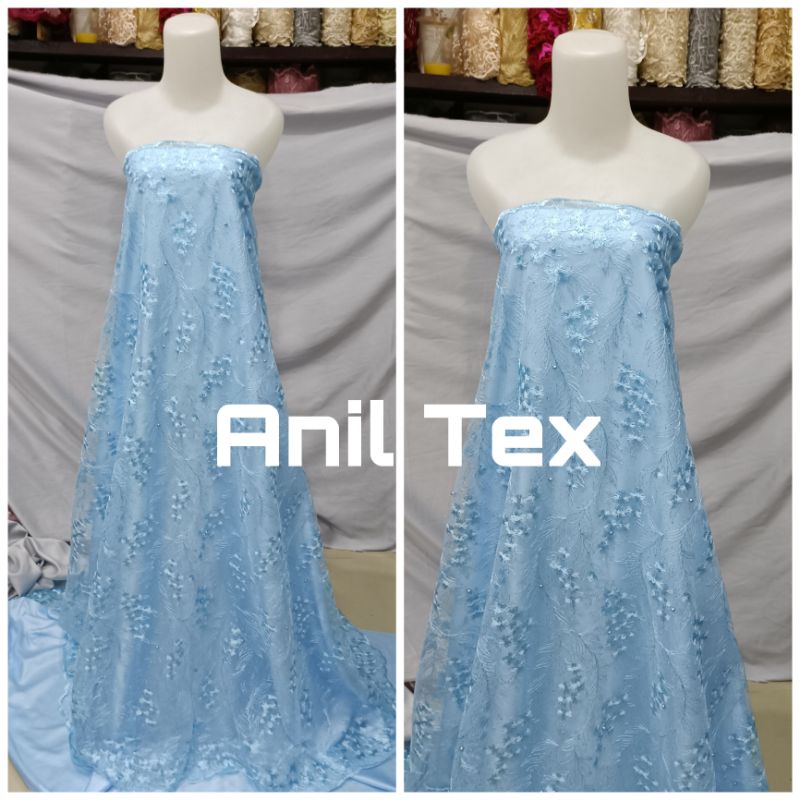 Termurah!!! bahan tille akar mutiara/bahan brokat akar mutiara/bahan kebaya (Motif Random)