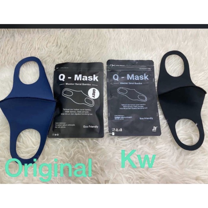 Q Masker Original/Garansi Uang kembali100% bahan serat Bambu Grey Navy Putih