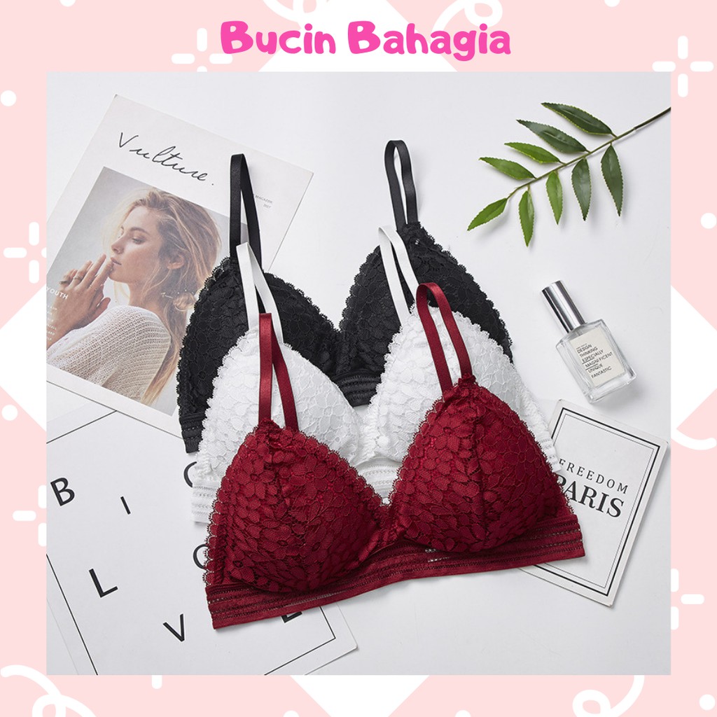 BH bra wanita Bra Sexy Uganda Style No Kawat Motif Bunga BH17