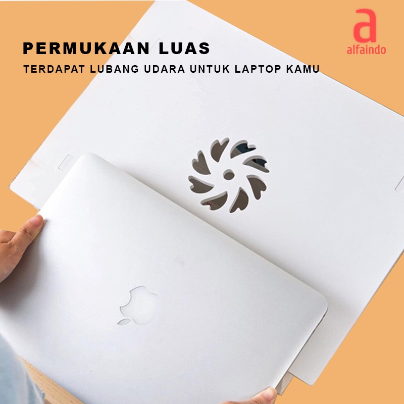 Alfaindo Rak Meja Laptop Portable Minimalis Tatakan Kayu WPC Anti Air - DC021