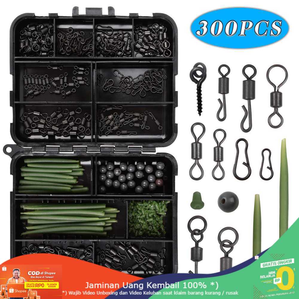 (BISA COD) RVOSTR Shaddock Konektor Umpan Kail Pancing Set Carp Tackle Kit 300PCS JYJ06