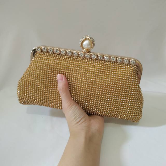 Tas pesta clutch wanita import kristal 1672