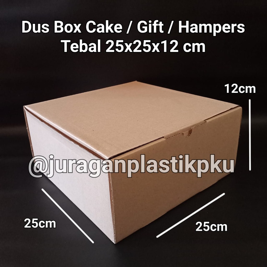 

Dus Box 25x25x12 cm | Kotak Kardus Kemasan Cake / Gift / Hampers Souvenir Kado Kue Tart 25x25 Kraft Coklat