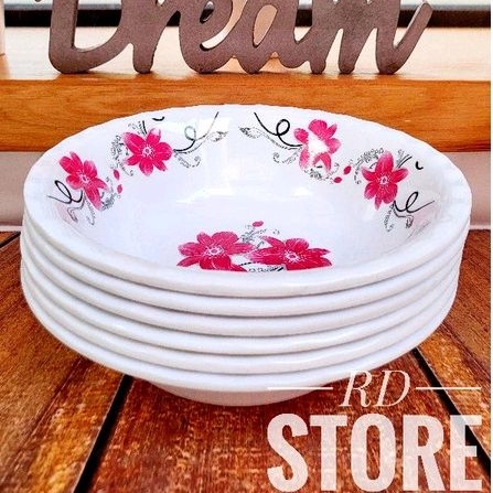 PROMO 6.PCS MAMGKOK ULIR MELAMINE MOTIF ROSE