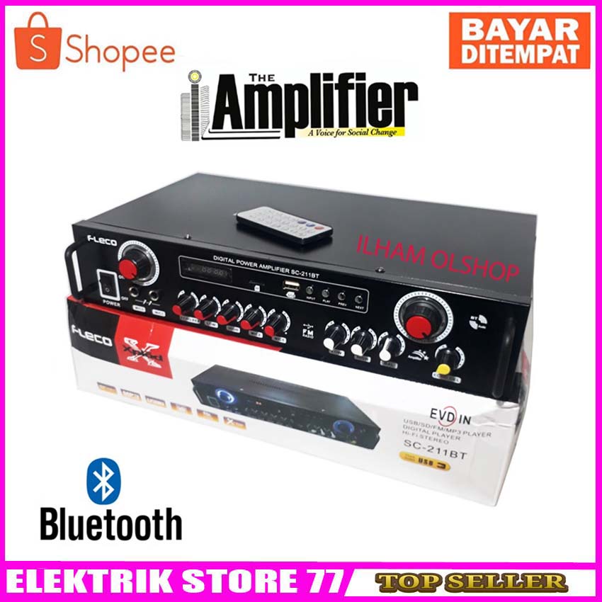 Amplifier FLECO SC-211BT Bluetooth Stereo Karaoke + Mp3 player + Radio