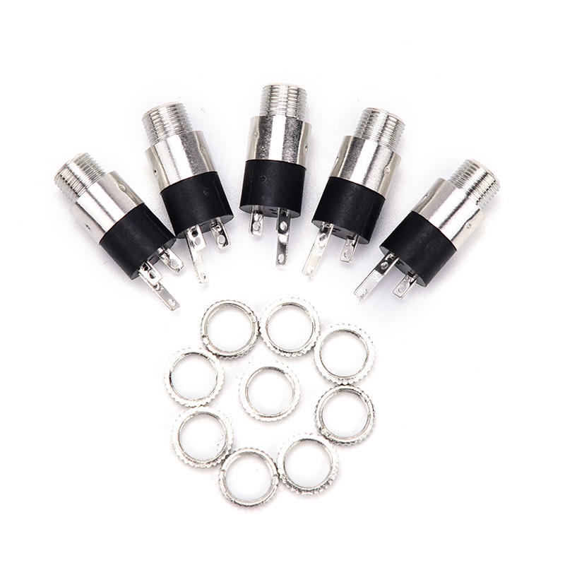 {LUCKID}5PCS PJ392 3.5mm Stereo Female Sockect Jack 3.5 Audio Headphone Connector Silver