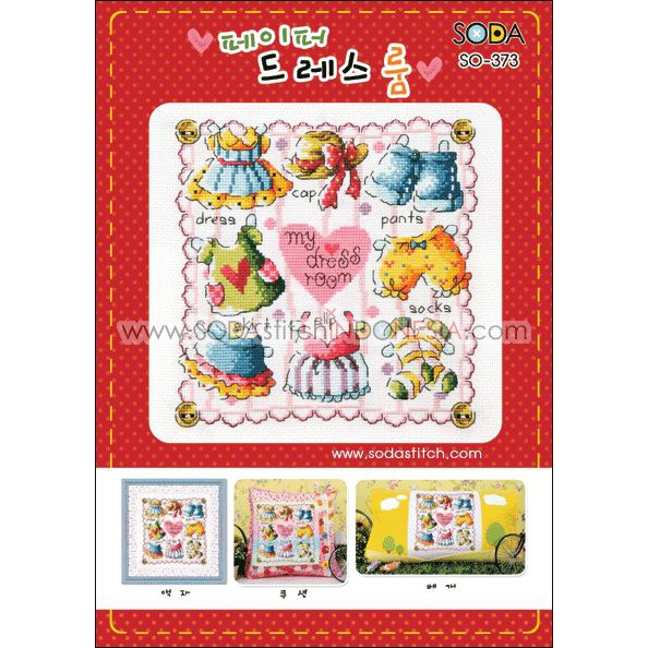 Paket DIY Craft Sulam Kristik Strimin Cross Stitch Sodastitch SO-373 - Paper Dressroom Sampler