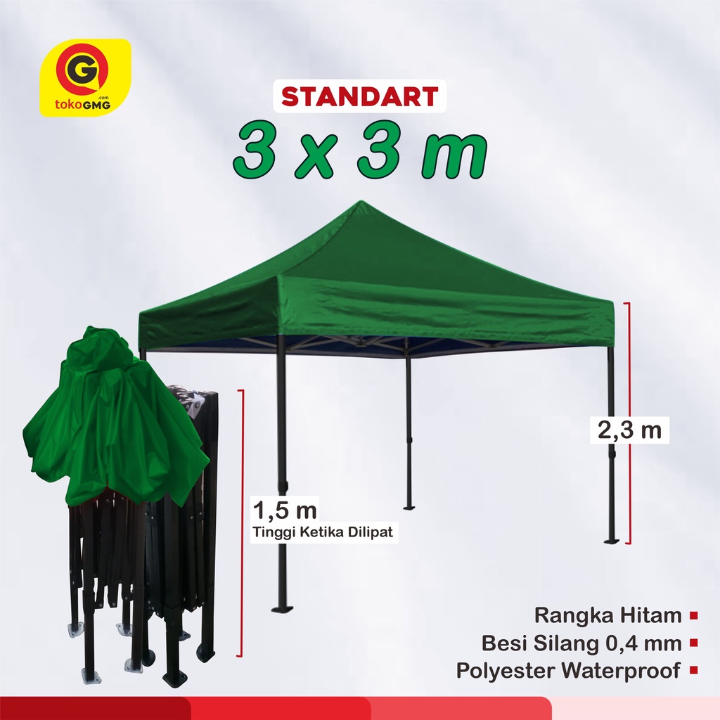 Tenda Lipat 3 x 3 m Standart - Tenda Matic - Folding Tend 3X3 Tenda Lipat
