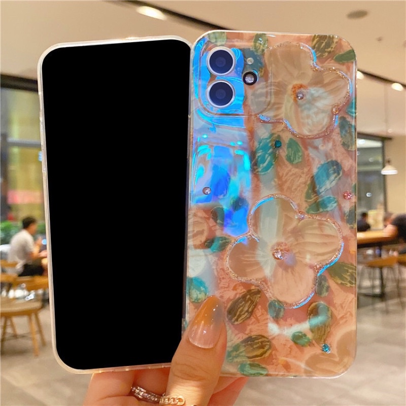 Peach Color Flower Softcase iphone 7/8+ XS XS Max XR 11 Pro Max 12 Pro Max 13 Pro Max