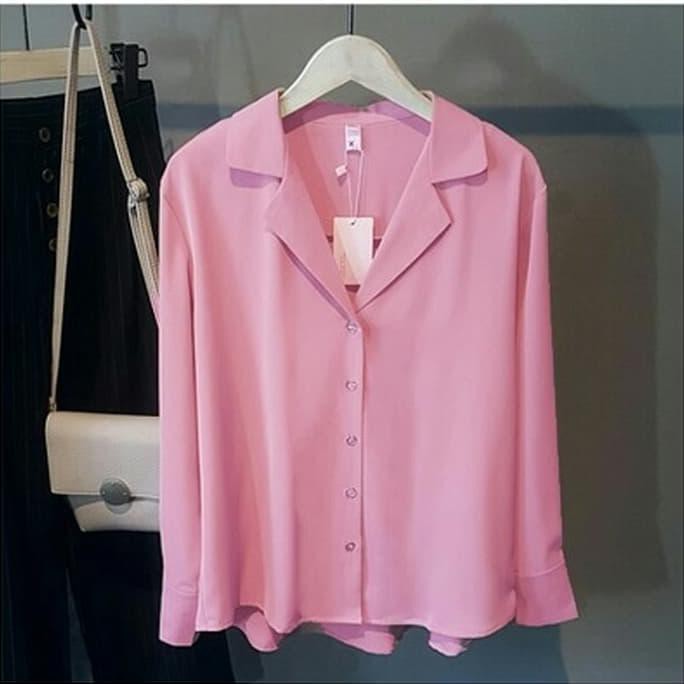 Emmy pink RO blouse wanita twiscont pink