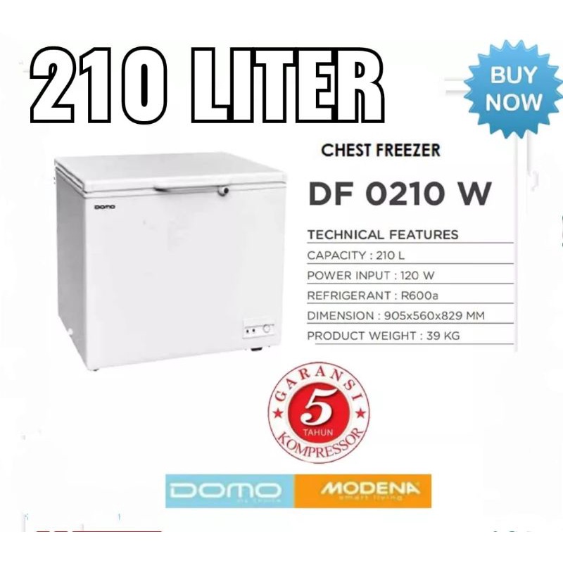 CHEST FREEZER 210liter bigsize merk  DOMO BY MODENA  TYPE DF-0210 W-FREEZER BOX MODENA
