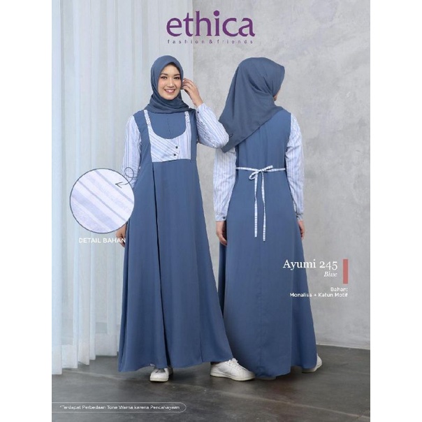 ETHICA AYUMI 245 - GREY - BLUE #GAMIS TERBARU 2021 #BAJU REMAJA DEWASA BUSUI PREMIUM BRANDED #COD