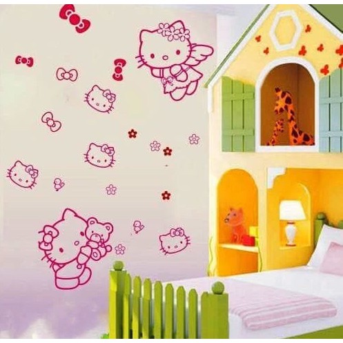 Evaluvgreen Wallsticker Stiker Dinding Kamar Hello Kitty Ukuran 50x70cm Ks7001 Shopee Indonesia