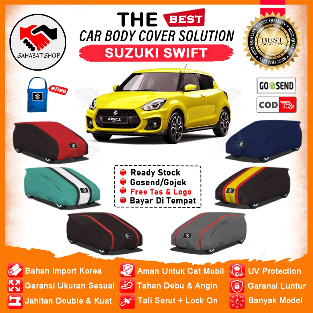 Sahabat Body Cover Mobil Swift / Sarung Penutup Suzuki Swift Outdoor / Tutup Mantel Selimut Pelindung Kerudung Terpal Kelambu Tutupan Pembungkus Kerodong Jas Mantol Bungkus Mobil Swift Waterproof Anti Air Model Orange