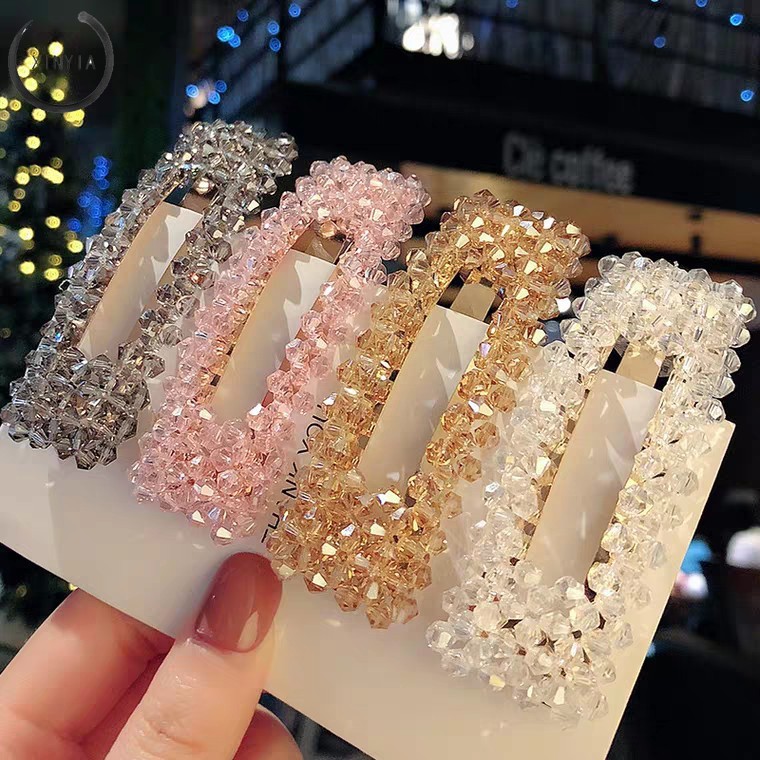 Jepit Rambut Hairclip Model Barrette Dengan Crystal Gaya Korea Wanita Hairpin