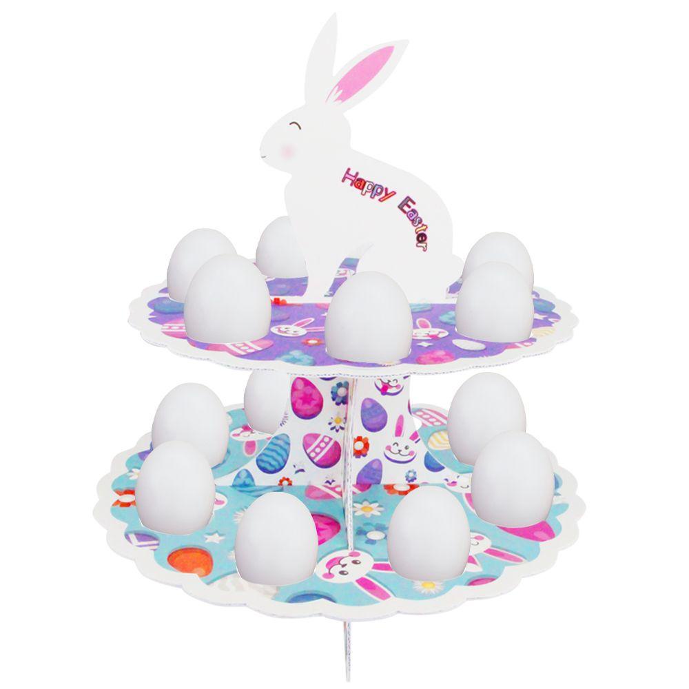 R-flower EASTER Egg Rack Home HAPPY EASTER 2-Layers Cupcake Pajangan