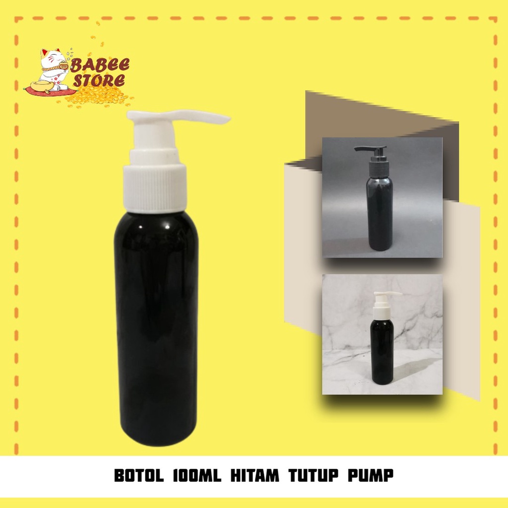 BABEE - BOTOL HITAM 100ML TUTUP PUMP / BOTOL PUMP 100ML TEBAL / BOTOL 100 ML HITAM