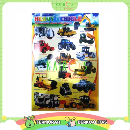 Poster Anak Edukasi Heavy Vehicle Kendaraan Alat Berat