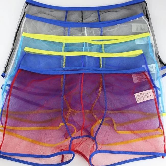 kpum celana l xl transparan pria cowok thong g string boxer sexy lingerie - putih 6o06