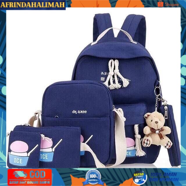 

[TERBARU] Tas Sekolah Anak Model Ice Cream Set 4in1 - Navy