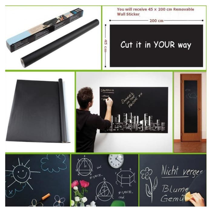 Wallpaper Blackboard Sticker + Kapur | Stiker Papan Tulis Hitam DIY