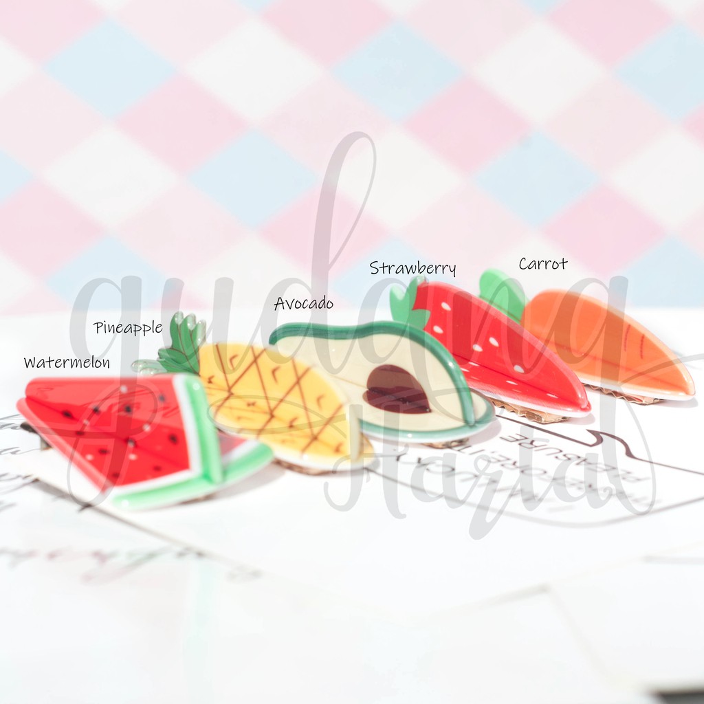 Jepit Rambut Buah Pesawat Kertas Imut Watermelon Avocado Fruit Hairclip Lucu Unik GH 201169